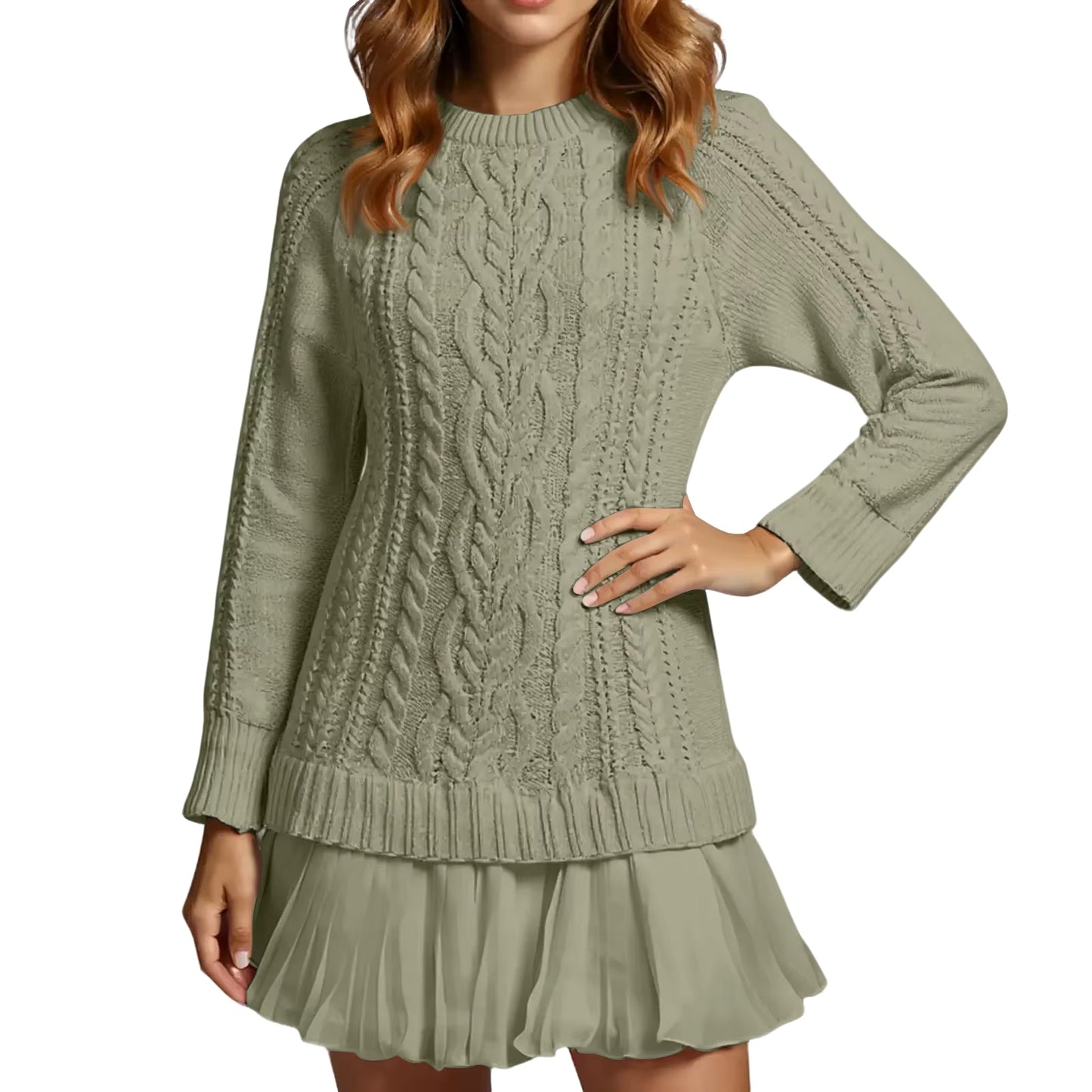 Round Neck Knitted Mini Dress