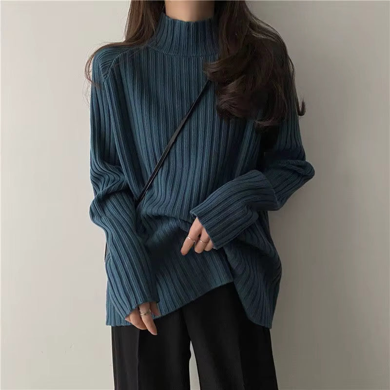Loose-Fit Turtleneck Knit Sweater