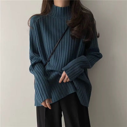 Loose-Fit Turtleneck Knit Sweater