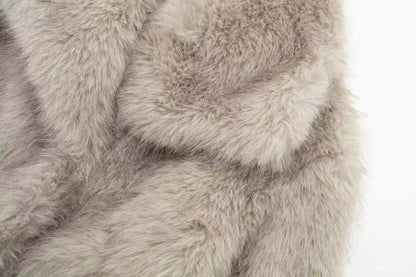 Elegant Faux Fur Loose-Fit Lapel Coat