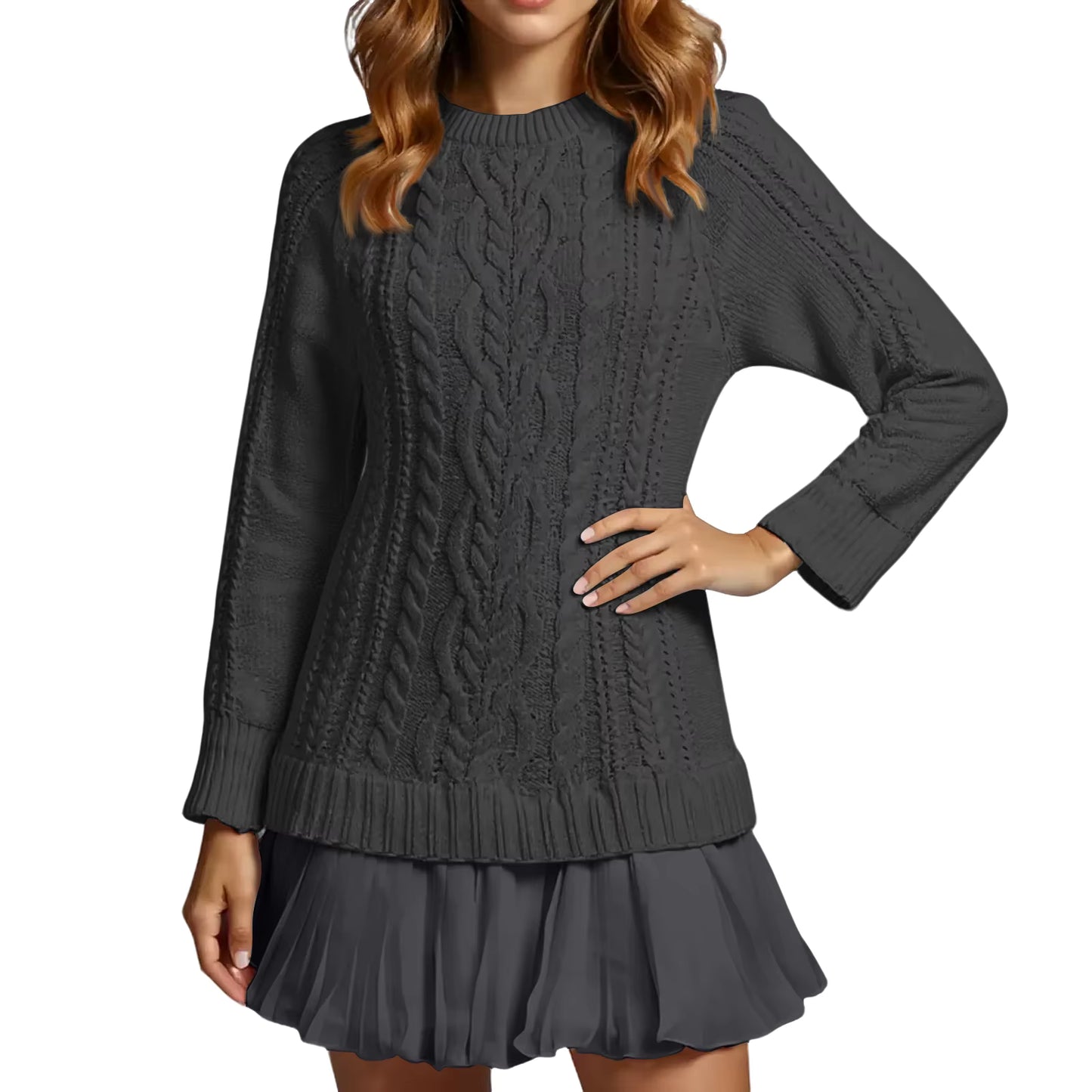 Round Neck Knitted Mini Dress