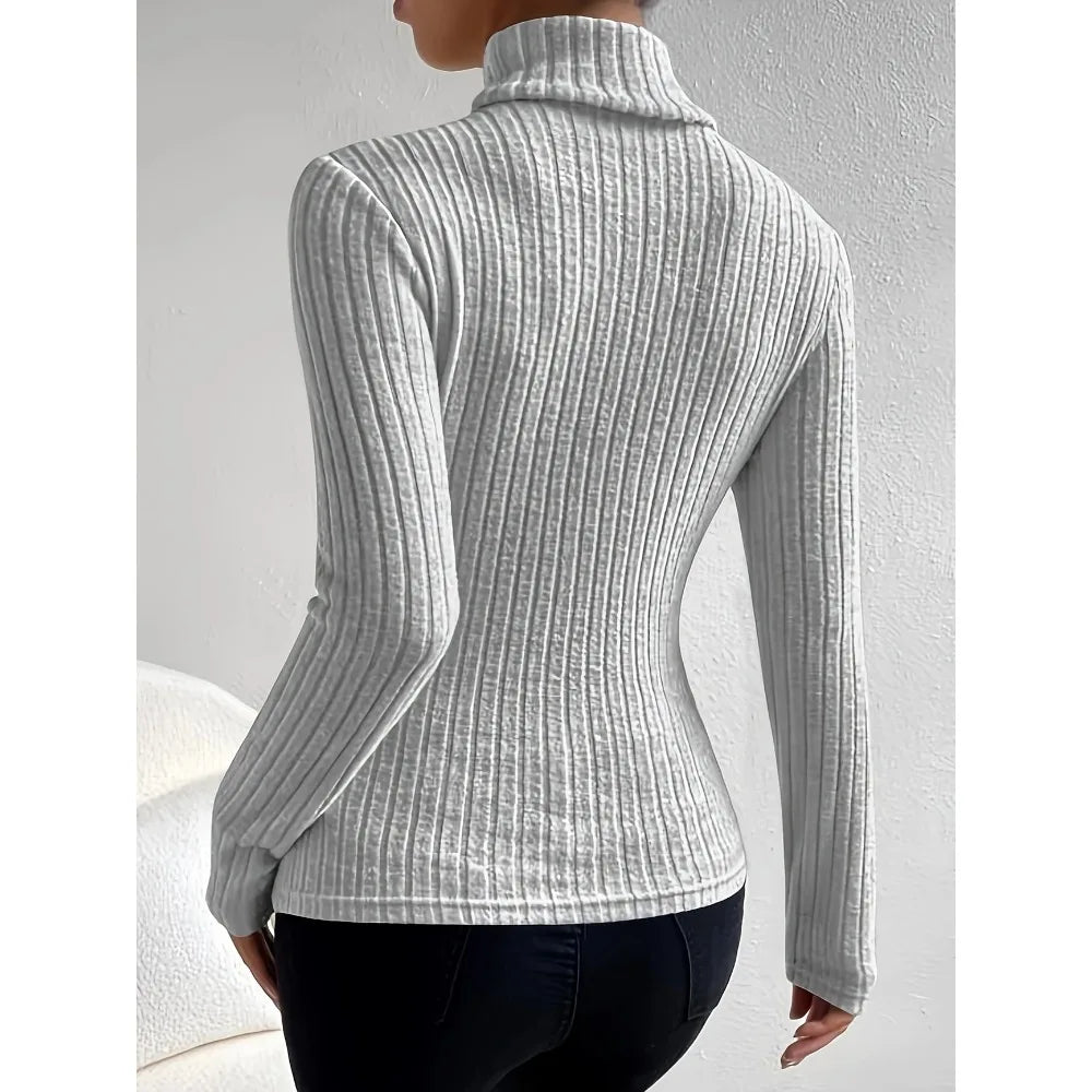 Ribbed Knit Turtleneck Sweater