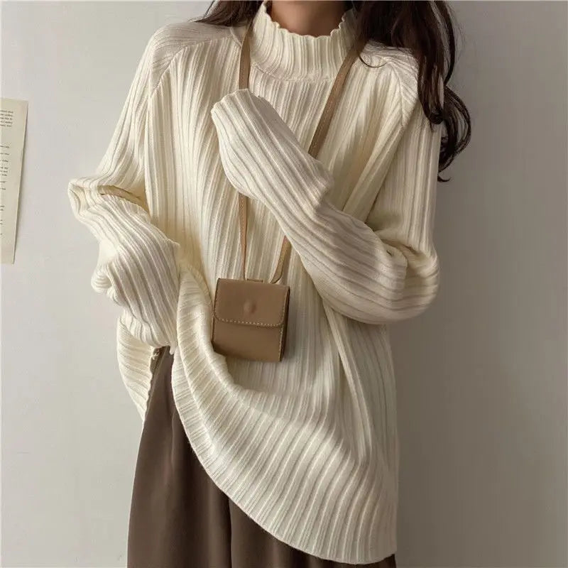 Loose-Fit Turtleneck Knit Sweater