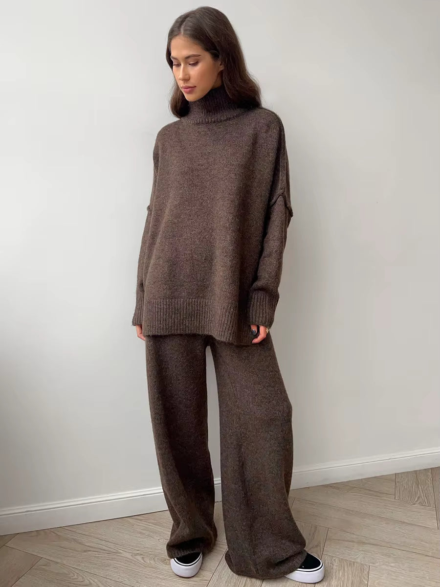Thickened Turtleneck Knitted Two-Piece Set