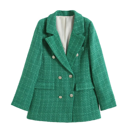Contrast Trim Tweed Blazer