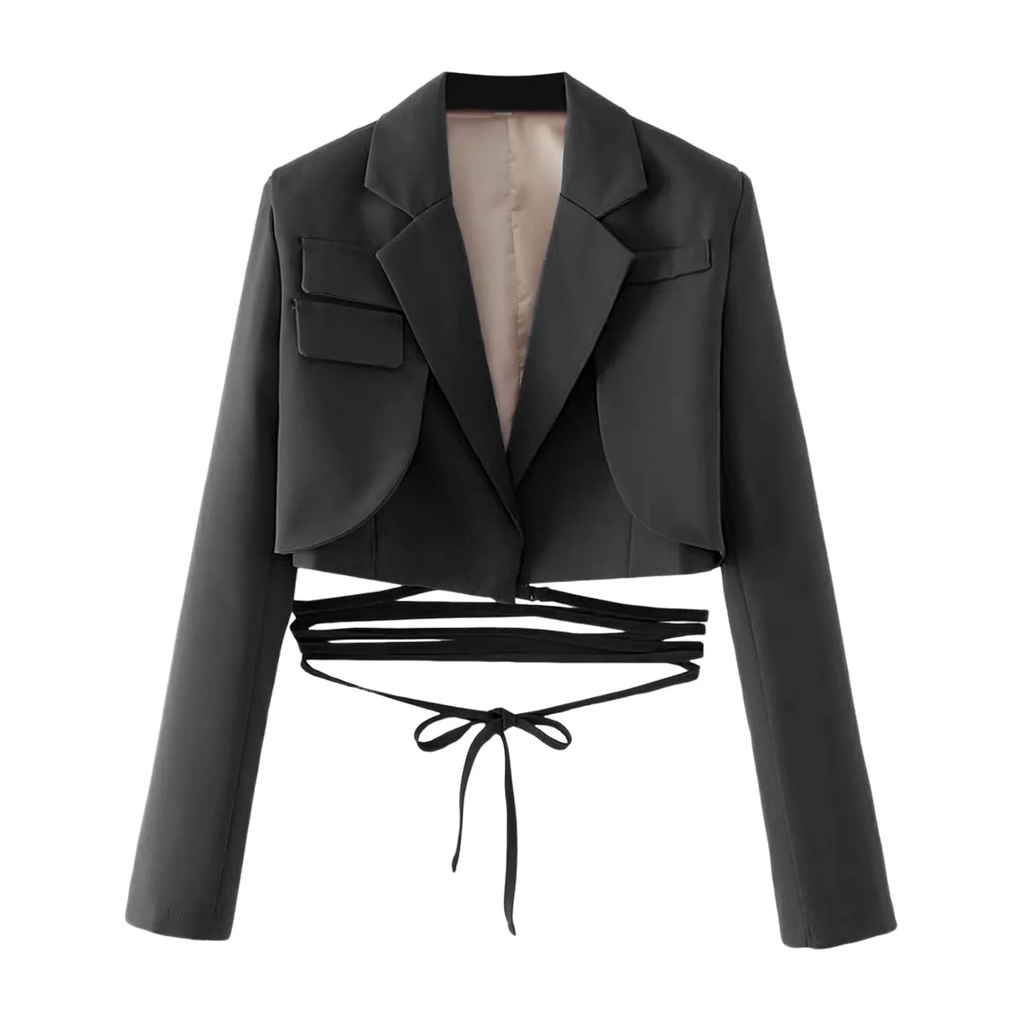 Structured Lace-Up Cropped Blazer