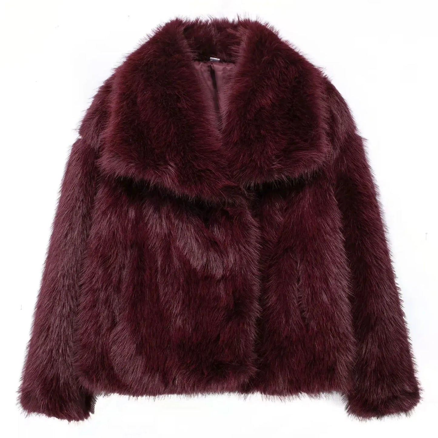 Elegant Faux Fur Loose-Fit Lapel Coat