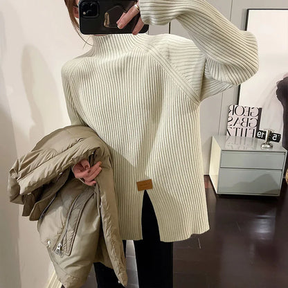 Soft Ribbed Knit Pullover Sweater