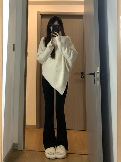 Loose Batwing-Sleeve Turtleneck Knit Sweater