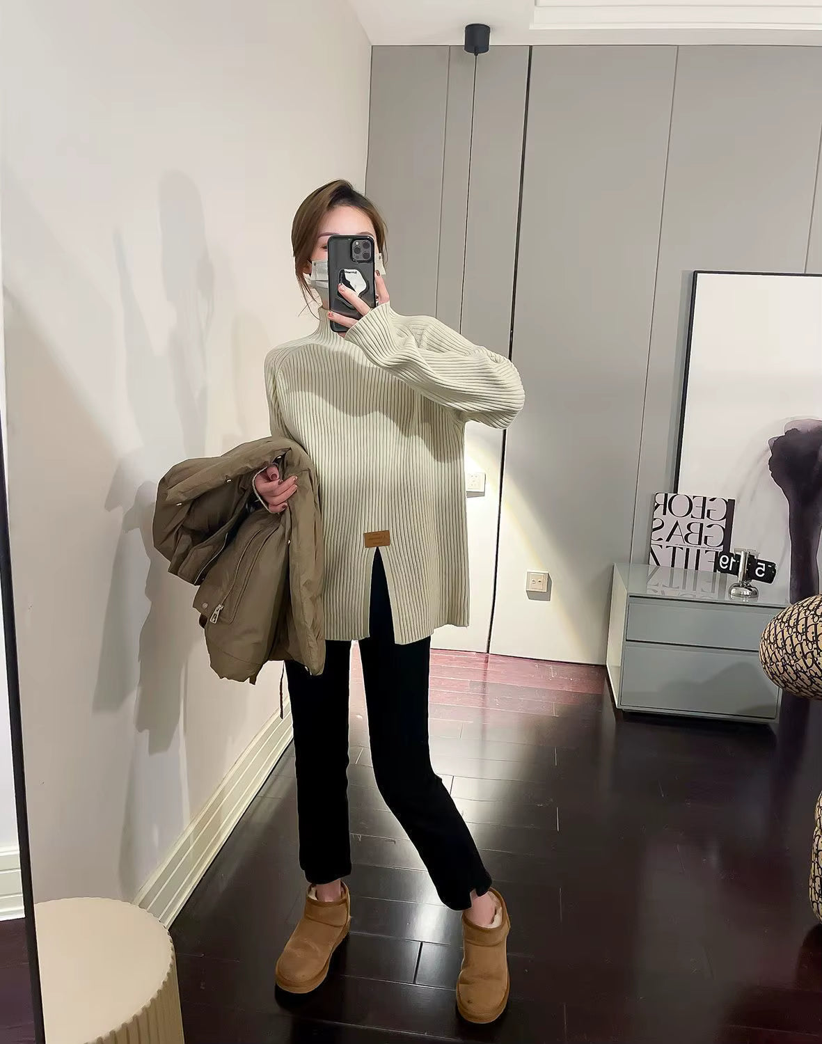 Soft Ribbed Knit Pullover Sweater