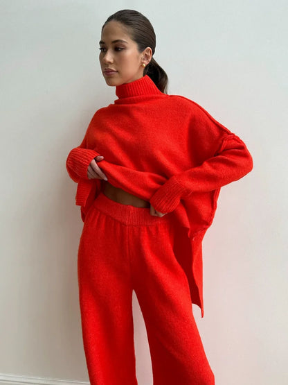 Thickened Turtleneck Knitted Two-Piece Set