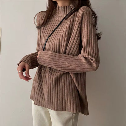 Loose-Fit Turtleneck Knit Sweater