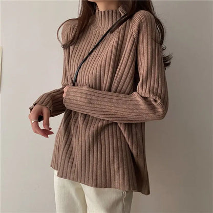 Loose-Fit Turtleneck Knit Sweater