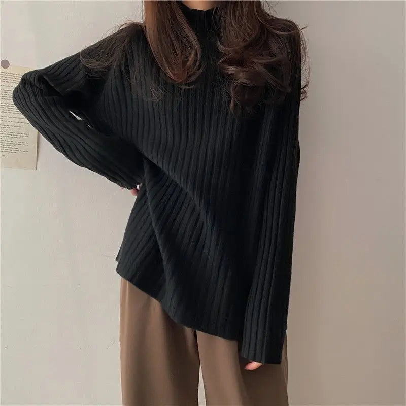 Loose-Fit Turtleneck Knit Sweater