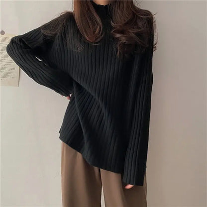Loose-Fit Turtleneck Knit Sweater