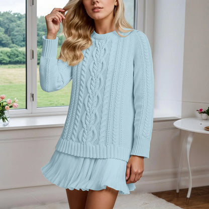 Round Neck Knitted Mini Dress