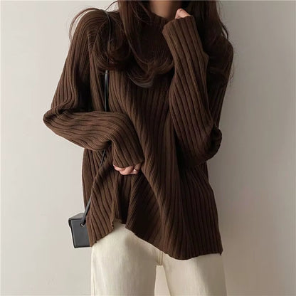 Loose-Fit Turtleneck Knit Sweater