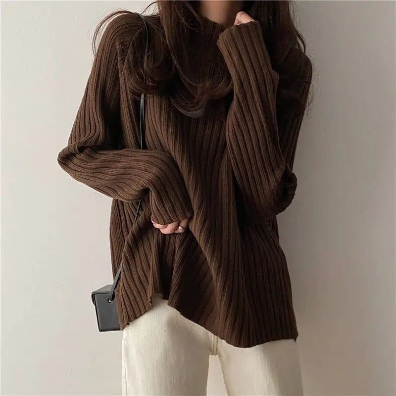 Loose-Fit Turtleneck Knit Sweater