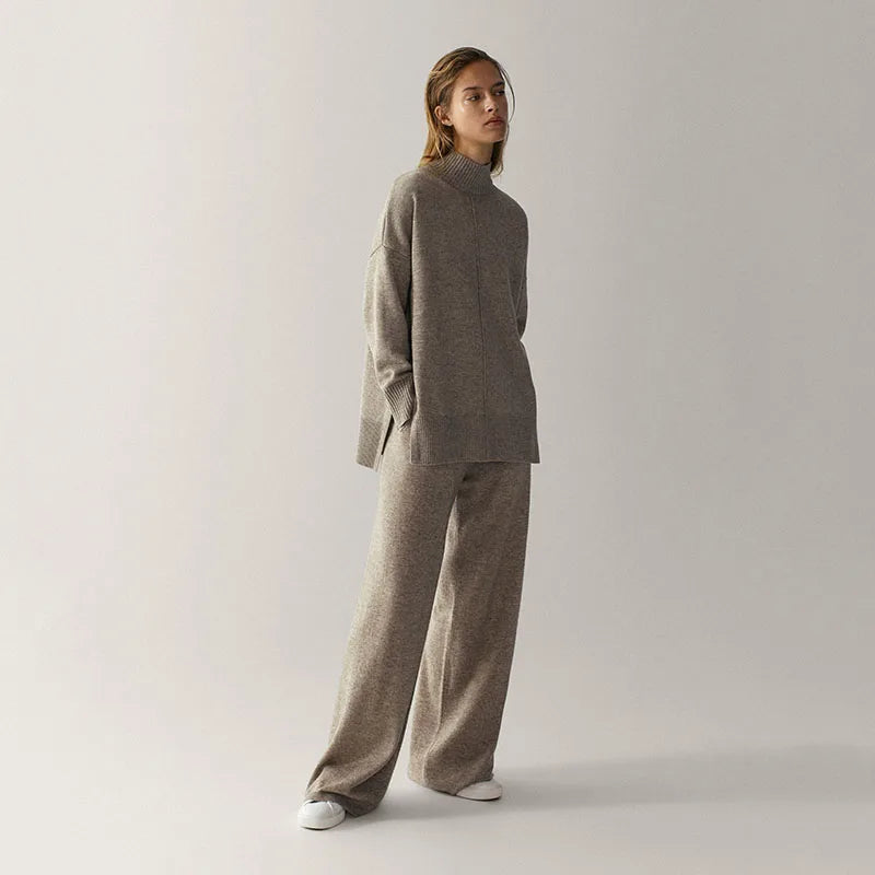 Elegant Wool-Blend Two-Piece Knitted Set