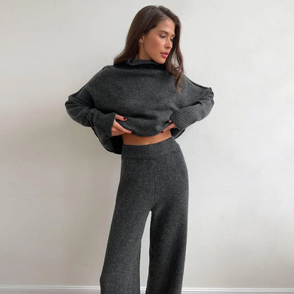 Thickened Turtleneck Knitted Two-Piece Set