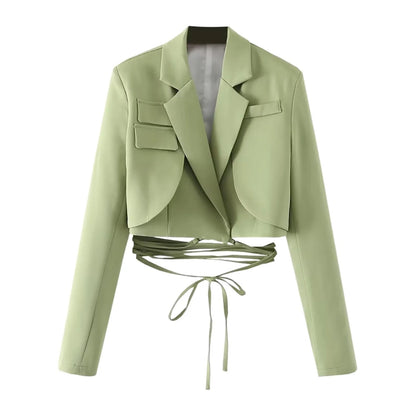 Structured Lace-Up Cropped Blazer