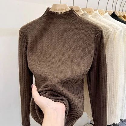 Soft Ribbed Mock-Neck Knit Top