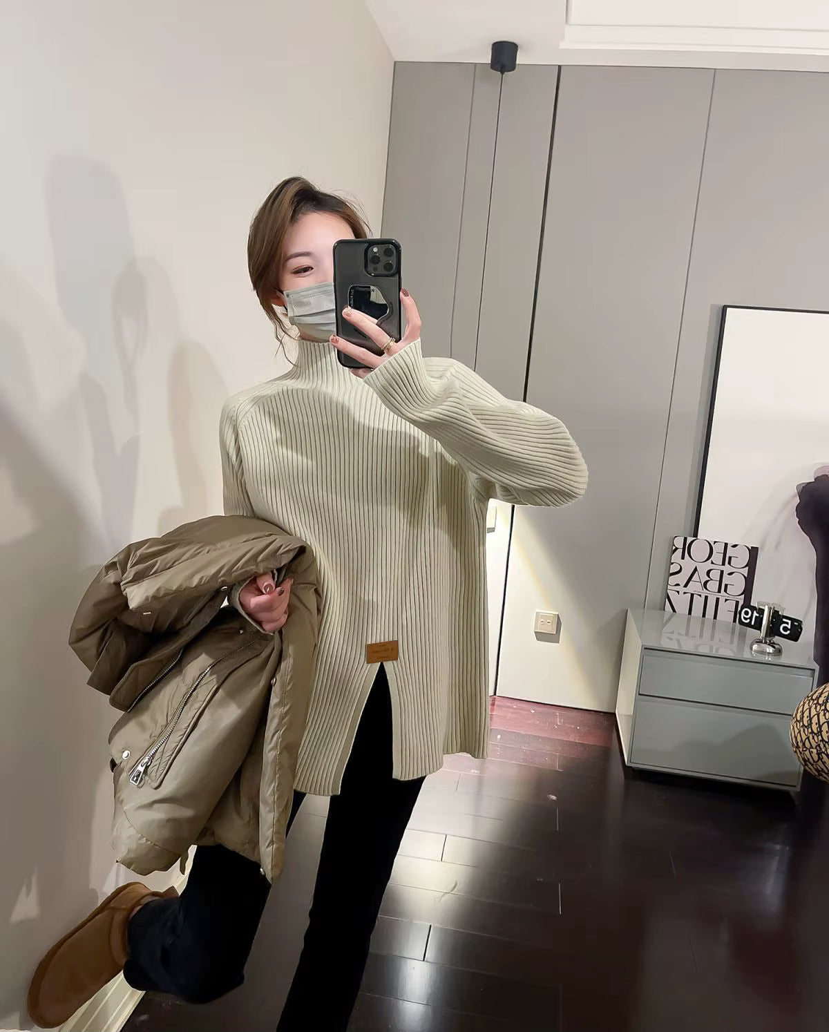 Soft Ribbed Knit Pullover Sweater