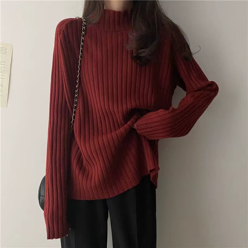 Loose-Fit Turtleneck Knit Sweater