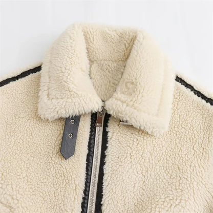 Plush Fur-Effect Structured Jacket