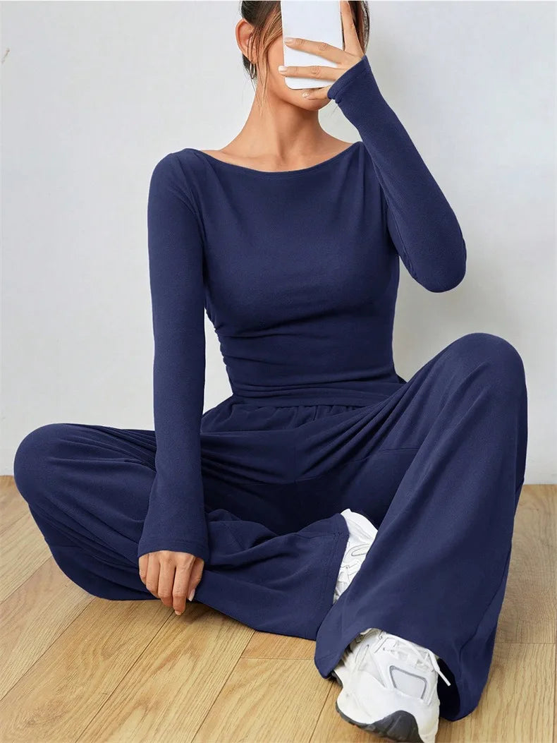 Boat Neck Jersey Two-Piece Set