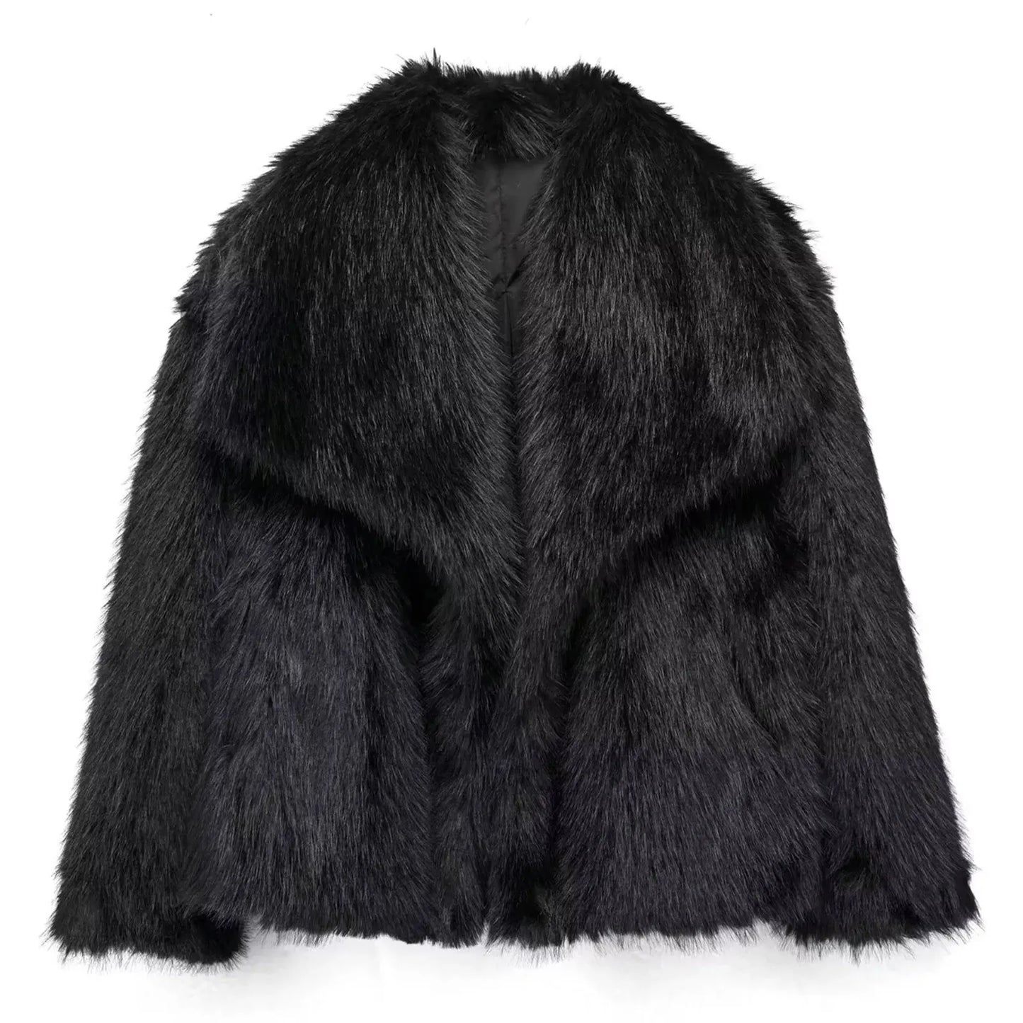 Elegant Faux Fur Loose-Fit Lapel Coat