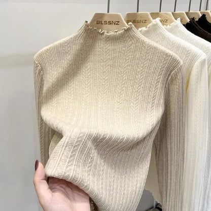 Soft Ribbed Mock-Neck Knit Top