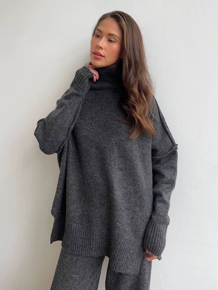 Thickened Turtleneck Knitted Two-Piece Set