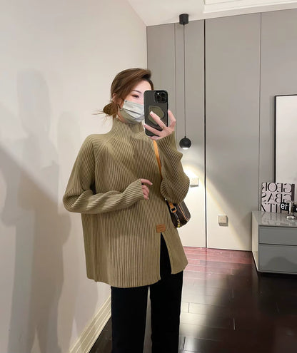 Soft Ribbed Knit Pullover Sweater