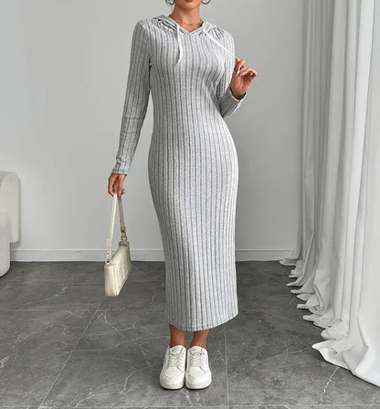 Urban Knit Hooded Midi Dress – Vohran
