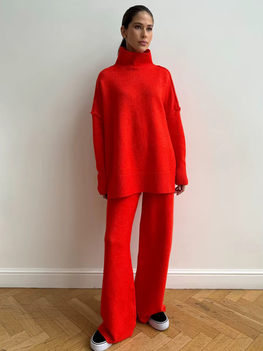 Thickened Turtleneck Knitted Two-Piece Set