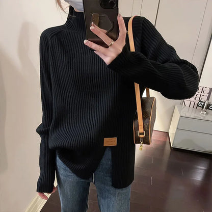 Soft Ribbed Knit Pullover Sweater
