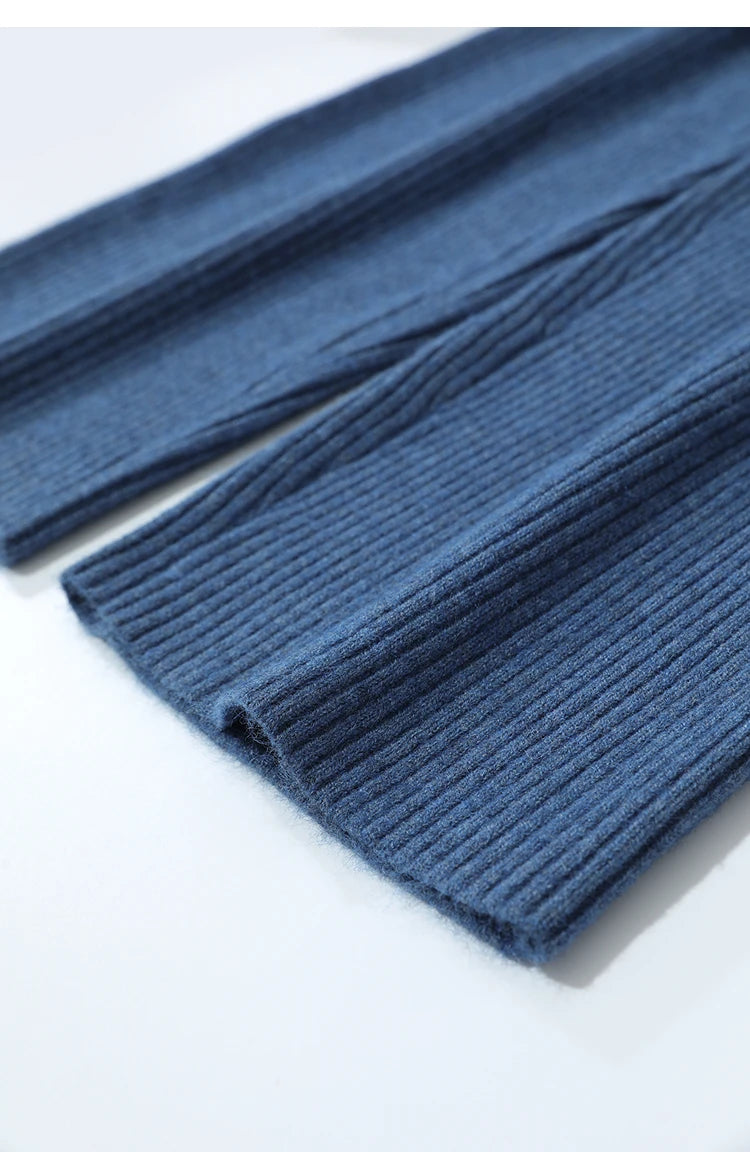 Ribbed Turtleneck Knitted Two-Piece Set