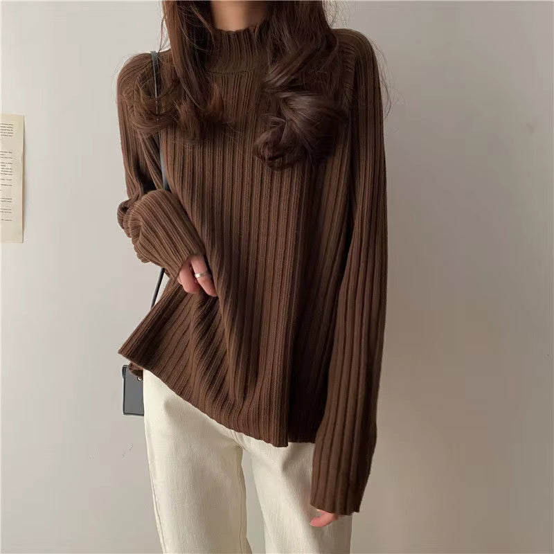 Loose-Fit Turtleneck Knit Sweater