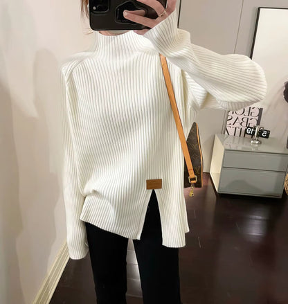 Soft Ribbed Knit Pullover Sweater