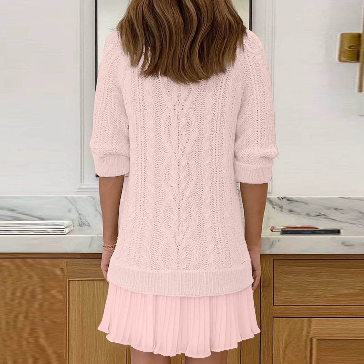 Round Neck Knitted Mini Dress