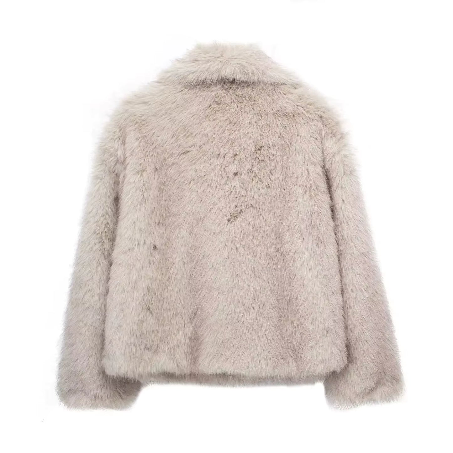 Elegant Faux Fur Loose-Fit Lapel Coat