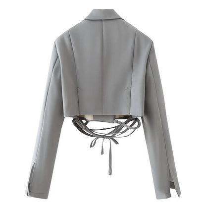 Structured Lace-Up Cropped Blazer