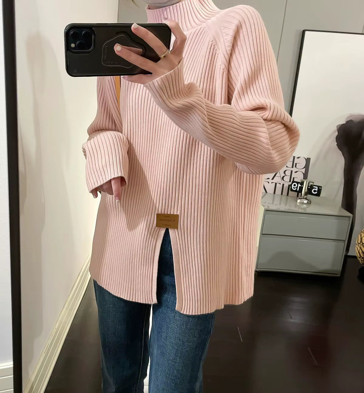 Soft Ribbed Knit Pullover Sweater