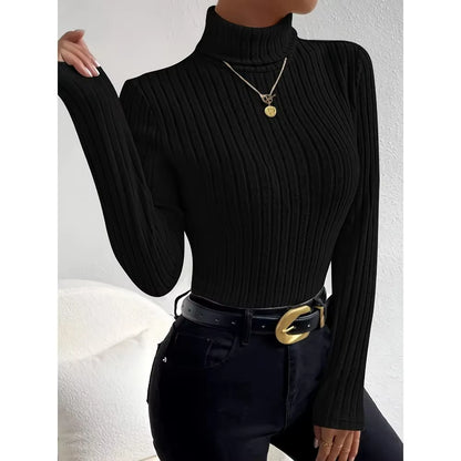 Ribbed Knit Turtleneck Sweater