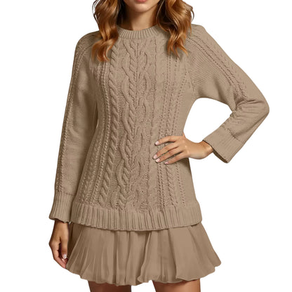 Round Neck Knitted Mini Dress