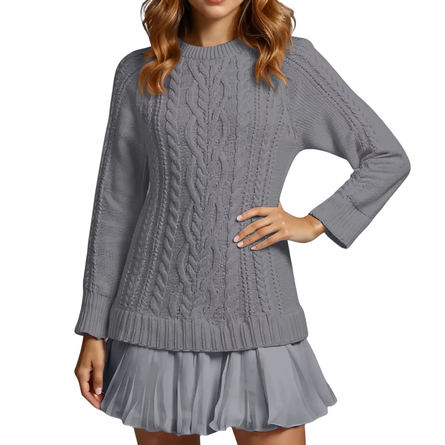 Round Neck Knitted Mini Dress