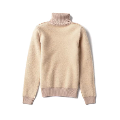 Velvet-Lined Turtleneck Knitted Sweater