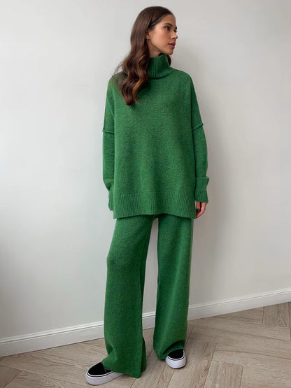 Thickened Turtleneck Knitted Two-Piece Set