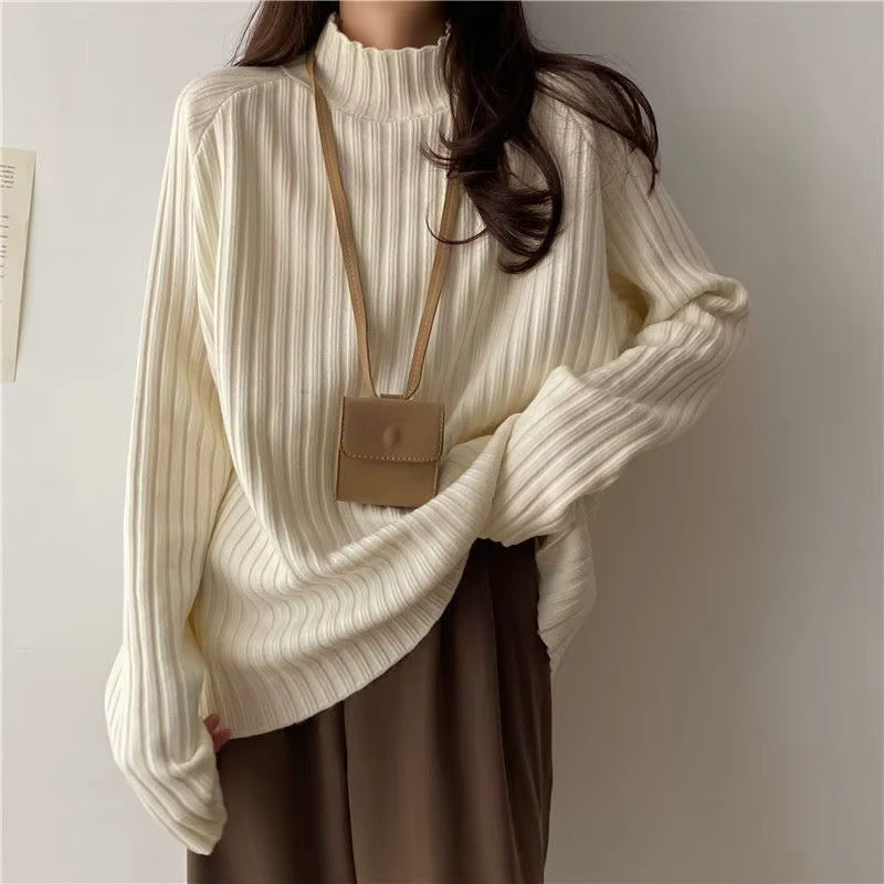 Loose-Fit Turtleneck Knit Sweater